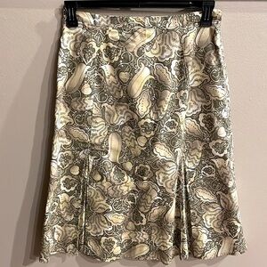 J. JILL NWOT 100% soft cotton godet pleated midi skirt A line floral yellow 8